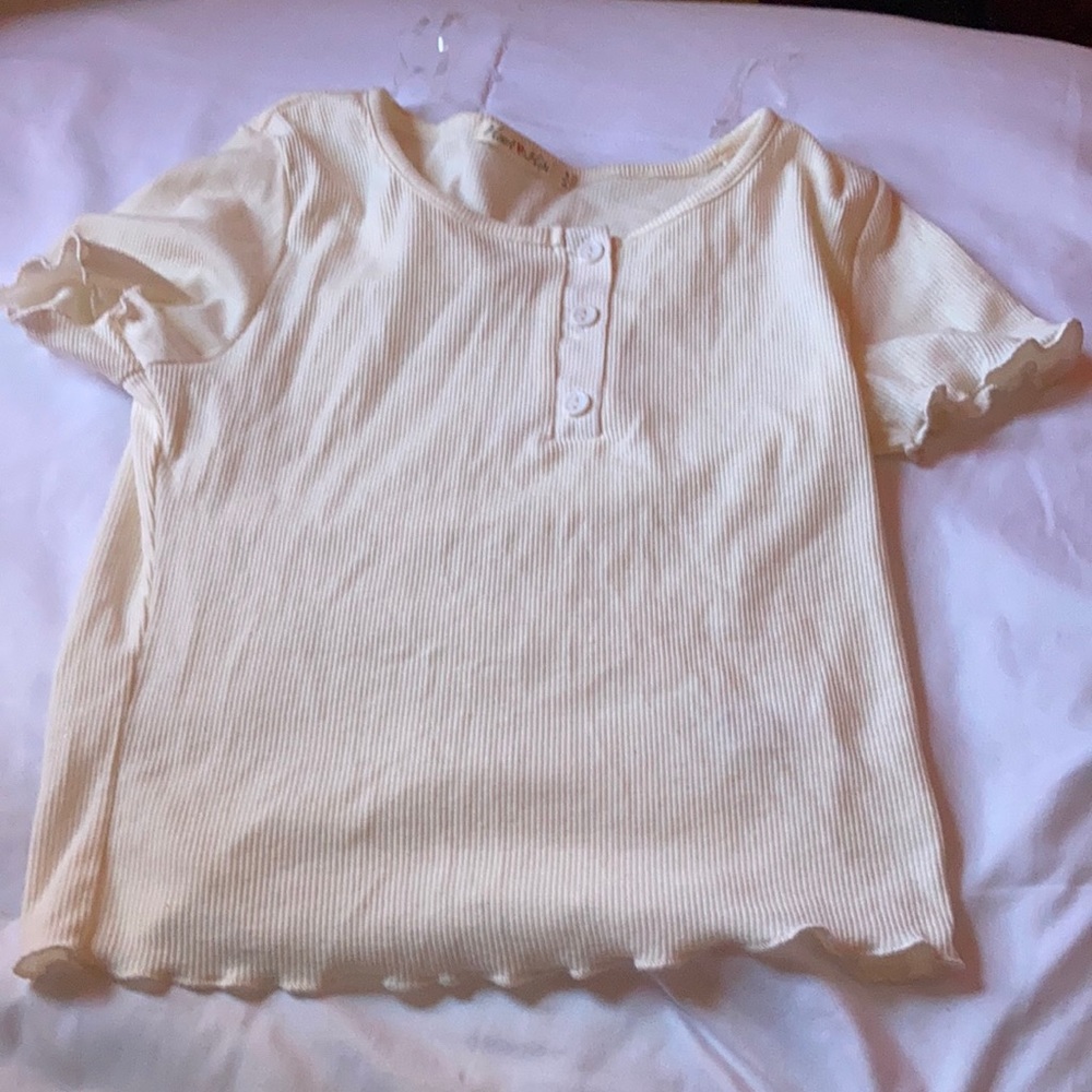 Buttoned Ribbed White Tank